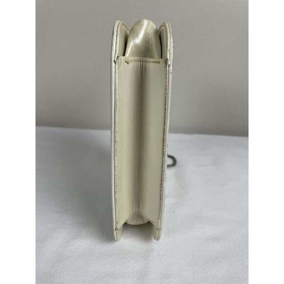 Vintage 1950s 1960s Nicholas Reich Pearl White Hand Bag Purse Bag Silver Chain - Picture 10 of 12